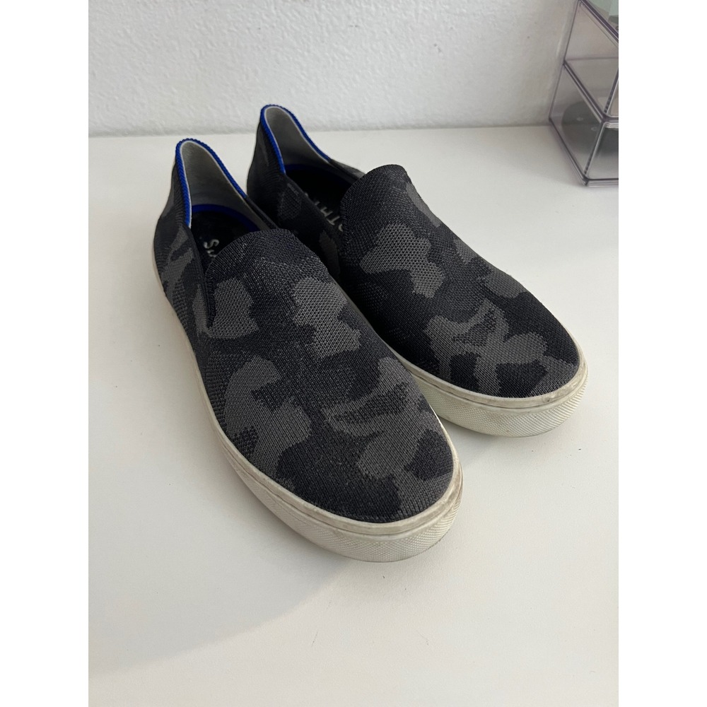 ROTHY'S Black Camouflage Slip-On Sneakers - Women Size 6.5